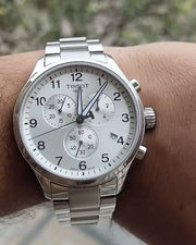 Tissot Chrono XL Classic Silver Dial Silver Steel Strap Watch For Men - T116.617.11.037.00