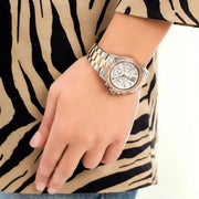 Michael Kors Everest Chronograph White Dial Two Tone Steel Strap Watch For Women - MK7214