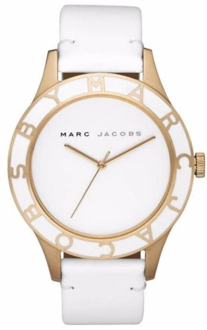 Marc Jacobs Blade White Dial White Leather Strap Watch for Women - MBM1098