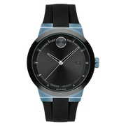 Movado Bold Fusion Black Dial Black Rubber Strap Watch for Men - 3600626