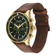 Movado Heritage Chronograph Green Dial Brown Leather Strap Watch For Men - 3650062