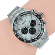 Hugo Boss Ikon Chronograph Silver Dial Silver Steel Strap Watch for Men - 1512964