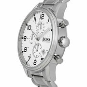 Hugo Boss Aeroliner Chronograph Quartz White Dial Silver Steel Strap Watch For Men - HB1512445