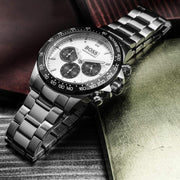 Hugo Boss Ikon Chronograph Silver Dial Silver Steel Strap Watch for Men - 1512964