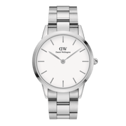 Daniel Wellington Iconic Link White Dial Silver Steel Strap Watch For Women - DW00100205