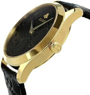 Gucci G Timeless Quartz Black Dial Black Leather Strap Watch For Women - YA1264034A
