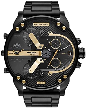Diesel Mr. Daddy 2.0 Chronograph Black Dial Black Steel Strap Watch For Men - DZ7435