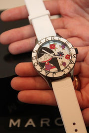 Marc Jacobs Miss Marc Flower White Dial White Silicone Strap Watch for Women - MBM5513