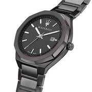 Maserati Stile Quartz Black Dial Black Steel Strap Watch For Men - R8853142001