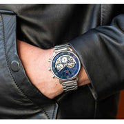 Tommy Hilfiger Legend Chronograph Blue Dial Silver Steel Strap Watch For Men - 1710569