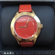 Marc Jacobs Blade Red Dial Red Leather Strap Watch for Women - MBM1204