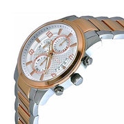 Guess Exec Chronograph White Dial Two Tone Steel Strap Watch for Men - W0075G2