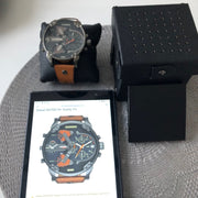 Diesel Mr Daddy 2.0 Chronograph Black Dial Brown Leather Strap Watch For Men - DZ7332