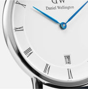 Daniel Wellington Dapper Reading Quartz White Dial Black Leather Strap Watch For Women - DW00100117
