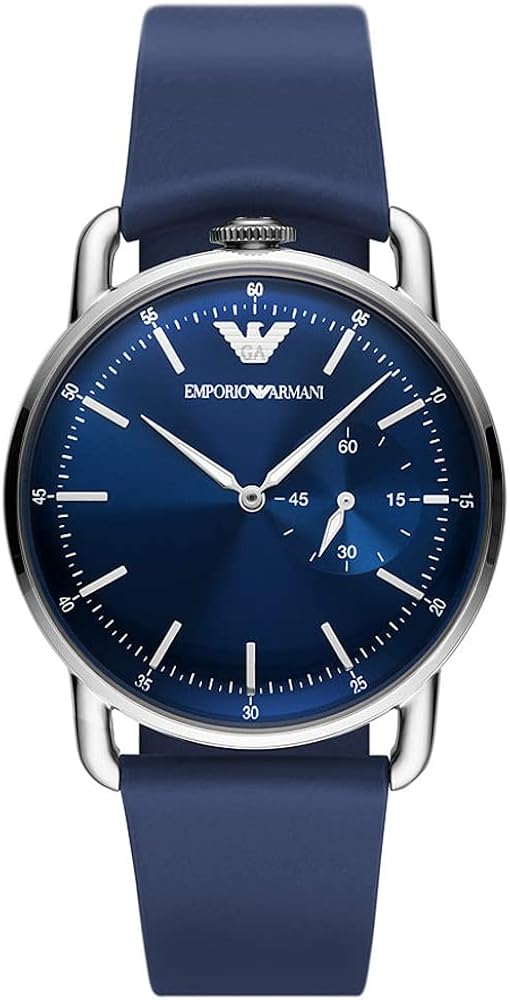 Emporio Armani Aviator Quartz Blue Dial Blue Leather Strap Watch For Men - AR11335