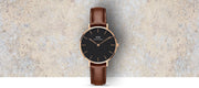 Daniel Wellington Petite St Mawes Black Dial Brown Leather Strap Watch For Women - DW00100169