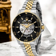 Maserati SFIDA Automatic Skeleton Black Dial Two Tone Steel Strap Watch For Men - R8823140010