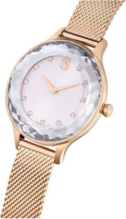 Swarovski Octea Nova Silver Dial Rose Gold Mesh Strap Watch for Women - 5650011