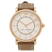 Marc Jacobs Roxy White Dial Cement Brown Leather Strap Watch for Women - MJ1533