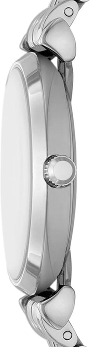 Emporio Armani Gianni T-Bar Quartz Silver Dial Silver Steel Strap Watch For Women - AR11445
