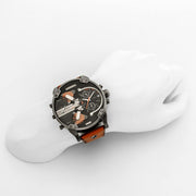 Diesel Mr Daddy 2.0 Chronograph Black Dial Brown Leather Strap Watch For Men - DZ7332