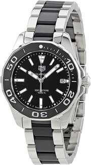 Tag Heuer Aquaracer Quartz Black Dial Two Tone Steel Strap Watch for Men - WAY131A.BA0913