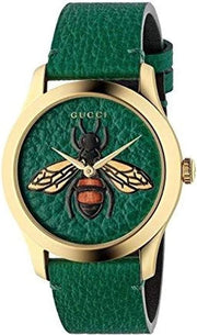 Gucci G Timeless Bee Green Dial Green Leather Strap Watch For Women - YA1264065