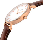 Daniel Wellington Classic Petite St Mawes White Dial Brown Leather Strap Watch For Women - DW00100231
