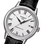 Tissot Carson Powermatic 80 White Dial Black Leather Strap Watch For Men - T085.407.16.013.00