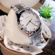 Gucci G Timeless Silver Dial Silver Steel Strap Watch For Men - YA126401