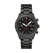 Hugo Boss Aero Chronograph Black Dial Black Steel Strap Watch for Men - 1513771