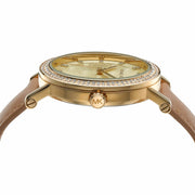 Michael Kors Corey Analog Gold Dial Brown Leather Strap Watch for Women - MK2986