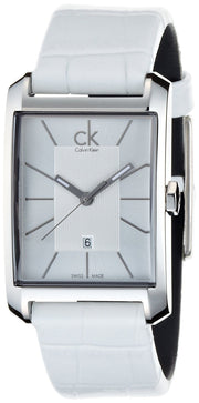 Calvin Klein Window White Dial White Leather Strap Watch for Women - K2M23120