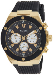 Guess Poseidon Chronograph Black Dial Black Rubber Strap Watch for Men - GW0057G1
