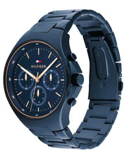 Tommy Hilfiger Justin Chronograph Blue Dial Blue Steel Strap Watch For Men - 1792058