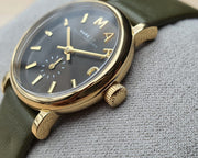Marc Jacobs Baker Olive Dial Olive Leather Strap Watch for Women - MBM1330