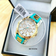 Guess Intrepid 2 Silver Dial Two Tone Rubber Strap Watch For Women - W0325L4