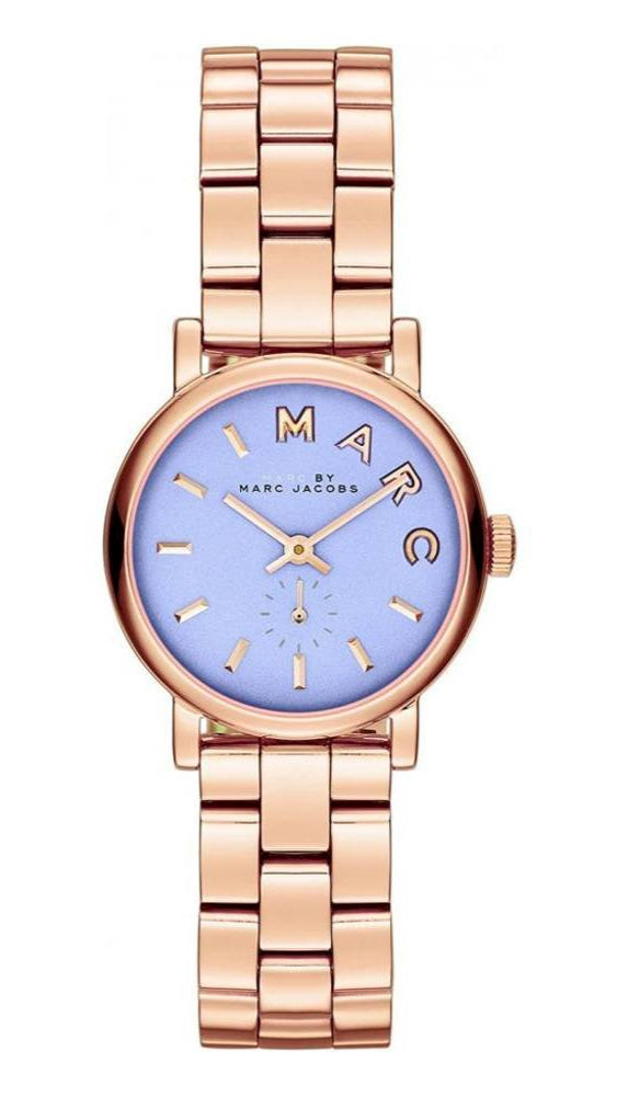 Marc Jacobs Mini Baker Blue Dial Rose Gold Steel Strap Watch for Women - MBM3285