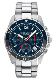 Coach Kent Chronograph Blue Dial Silver Steel Strap Watch for Men - 14602555