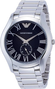 Emporio Armani Valente Quartz Black Dial Silver Steel Strap Watch For Men - AR11086