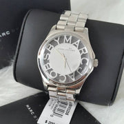 Marc Jacobs Henry Transparent Silver Dial Silver Steel Strap Watch for Women - MBM3205