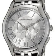 Emporio Armani Velente Chronograph Quartz Silver Dial Silver Steel Strap Watch For Men - AR1702