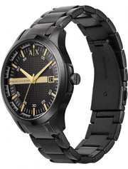 Armani Exchange Hampton Chronograph Black Dial Black Steel Strap Watch For Men - AX2413