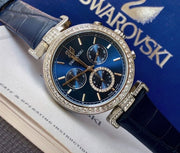 Swarovski Era Journey Blue Dial Blue Leather Strap Watch for Women - 5479239