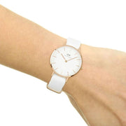 Daniel Wellington Classic Petite Dover White Dial White Nylon Strap Watch For Women - DW00100311