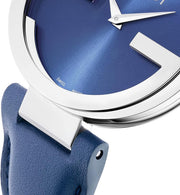 Gucci Interlocking G Blue Dial Blue Leather Strap Watch For Women - YA133322