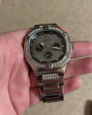 Guess Duke Glitz Black Dial Silver Steel Strap Watch For Men - GW0576G1
