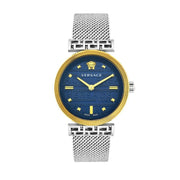 Versace Meander Blue Dial Silver Mesh Bracelet Watch for Women - VELW00520