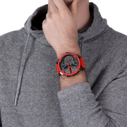 Diesel Mr Daddy 2.0 Chronograph Black Dial Red Silicone Strap Watch For Men - DZ7370