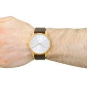 Calvin Klein City White Dial Brown Leather Strap Watch for Men - K2G21629